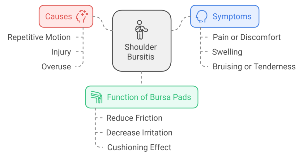  A diagram illustrating the Shoulder Bursitis, Functions, Simptoms & pain Causes